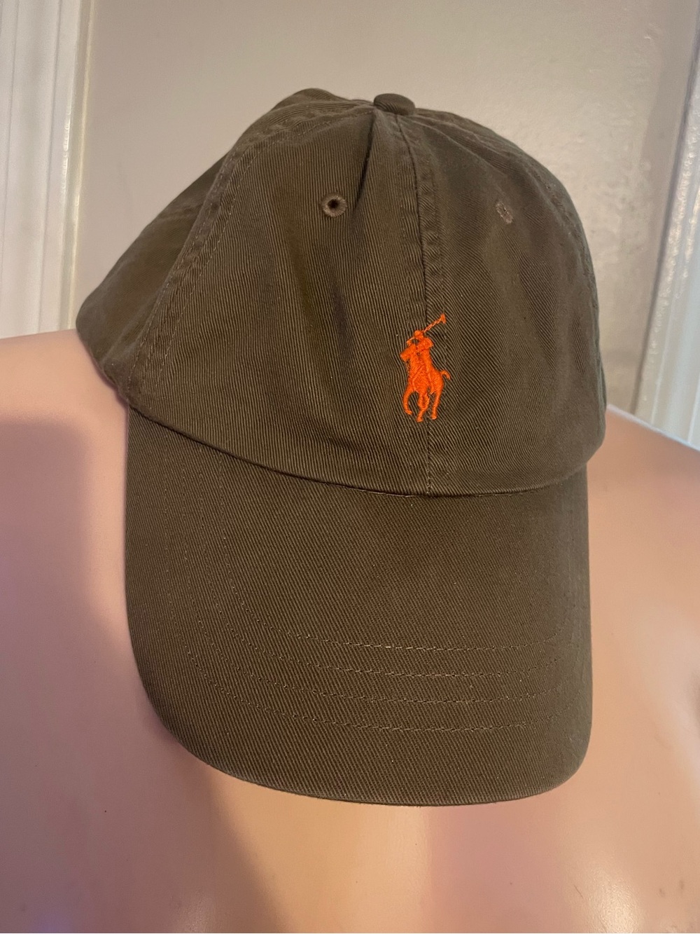 Polo Ralph Lauren cotton Chino Vintage Cap Hat Brown Orange Pony adjustable hunt